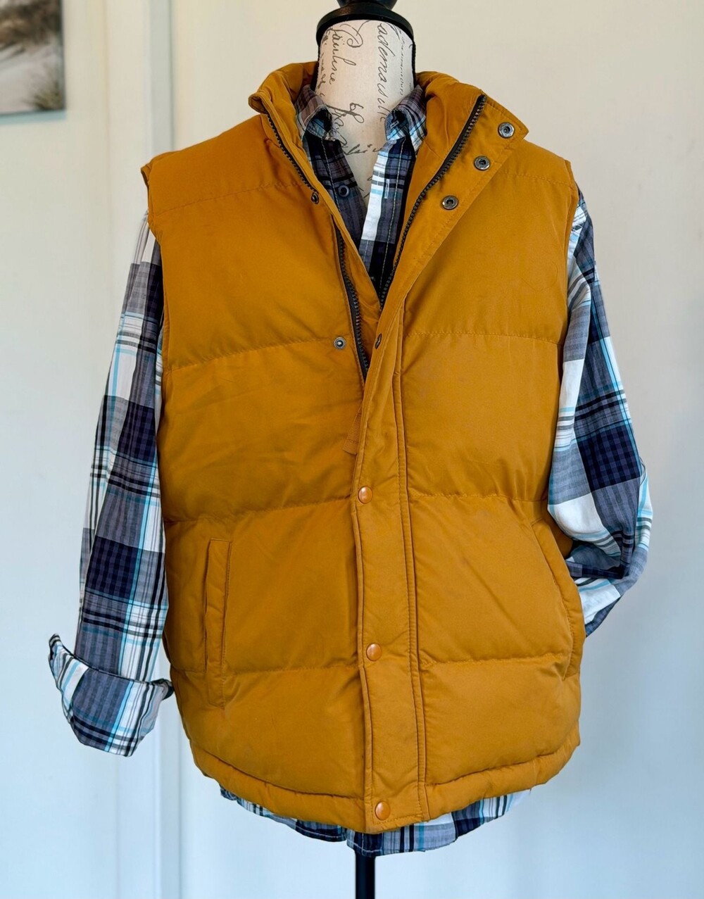 St. John's Bay Men's Mustard Yellow Quilted Puffer Vest Size Medium